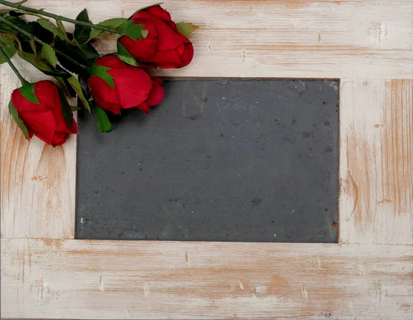 Conceito Romântico Pequeno Quadro Com Três Rosas — Fotografia de Stock