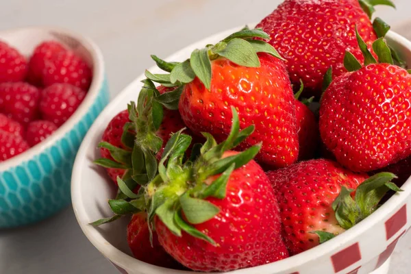 Close Bowl Strawberries — Stock Photo, Image