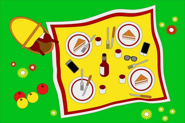 Top View Picnic Tablecloth — Stock Photo, Image