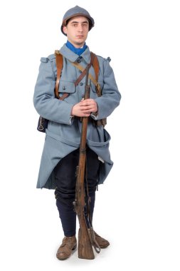 Beyaz arka plan üzerinde izole Fransız askeri 1914 1918, 11 Kasım