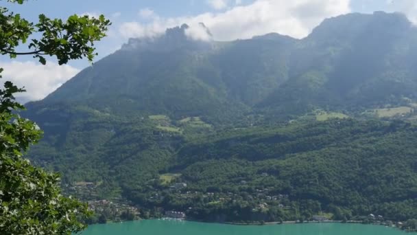 Θέα Στη Λίμνη Annecy Γαλλικές Άλπεις — Αρχείο Βίντεο