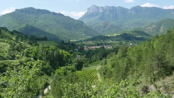 Paysage Montagne Avec Village Saillans Drome France — Video
