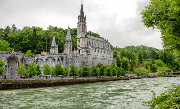 Vista Sulla Basilica Lourdes Francia — Foto Stock