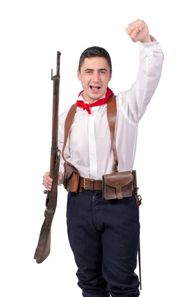 Ein Französischer Patriot Retro Look Auf Weißem Hintergrund — Stockfoto