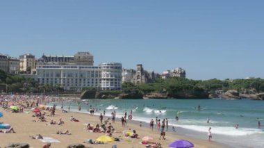 Biarritz, Fransa - 15 Temmuz 2018 Panoraması Biarritz beach city, Fransa
