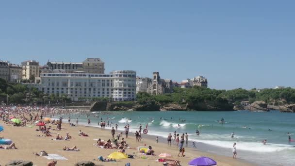 Biarritz France Июля 2018 Года Панорама Пляжа Города Биарриц Франция — стоковое видео