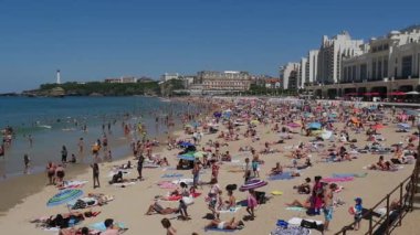 Biarritz, Fransa - 15 Temmuz 2018 Panoraması Biarritz beach city, Fransa