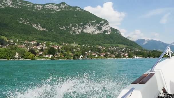Waves Made Boat Annecy Lake — Stock Video