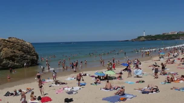 ビアリッツ フランス フランス ビアリッツのビーチ街のパノラマを 2018 — ストック動画