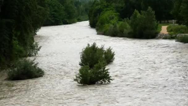 Vista Sul Fiume Allagato Drome Francia — Video Stock