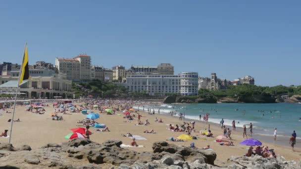 Biarritz Francia Luglio 2018 Panorama Della Spiaggia Della Città Biarritz — Video Stock