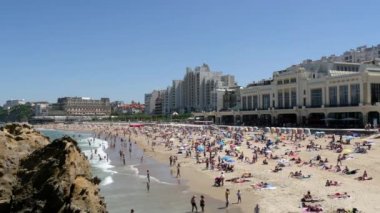 Biarritz, Fransa - 15 Temmuz 2018 Panoraması Biarritz beach city, Fransa