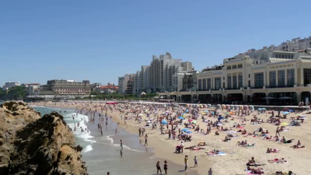 Biarritz Francia Luglio 2018 Panorama Della Spiaggia Della Città Biarritz — Video Stock