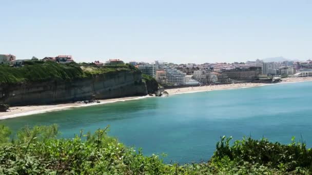 Άποψη Της Πόλης Του Biarritz Από Τον Ατλαντικό Ωκεανό Γαλλία — Αρχείο Βίντεο