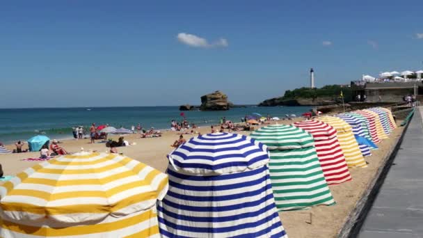 Vista Praia Biarritz Junto Oceano Atlântico França — Vídeo de Stock