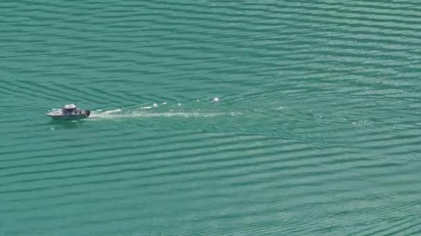 Vue Aérienne Petit Bateau Sur Lac Annecy — Video