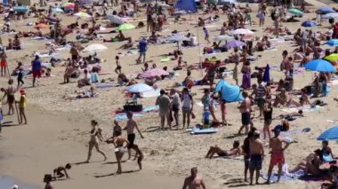 Biarritz, Fransa - 15 Temmuz 2018 Panoraması Biarritz beach city, Fransa