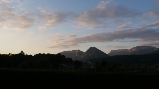 Pôr Sol Montanha Perto Annecy Nos Alpes — Vídeo de Stock