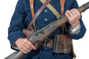 Fransız askeri 1918 donatımın bir close-up