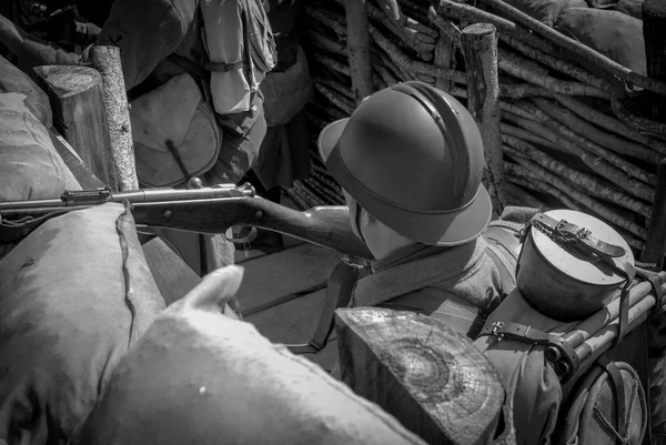 Soldat Français 1918 Dans Tranchée — Photo