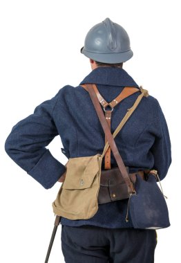 Fransız askeri 1914 1918 beyaz arka plan üzerinde izole bir arkadan görünüm