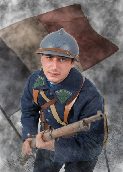 Soldado Francês 1914 1918 Ataque Novembro — Fotografia de Stock