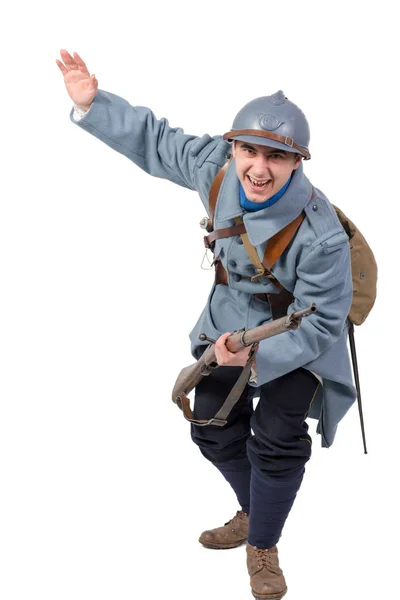 Ein Französischer Soldat 1914 1918 November Auf Weißem Hintergrund — Stockfoto