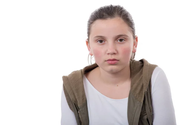 Beyaz Bir Arka Plan Üzerinde Bir Mutsuz Genç Portresi Izole — Stok fotoğraf