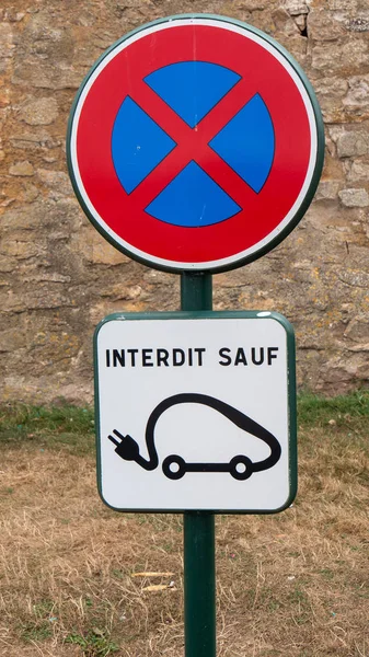 French Road Sign Electric Cars — Stock Photo, Image