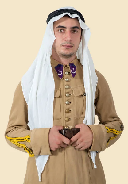 Retrato Jovem Soldado Francês Com Uniforme Colonial Dos Anos — Fotografia de Stock