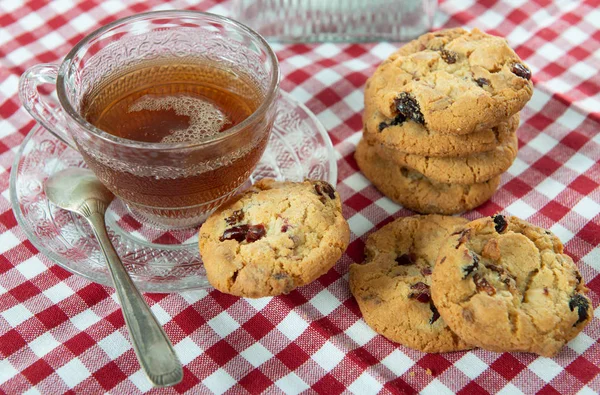 Uma Xícara Chá Com Cookies — Fotografia de Stock