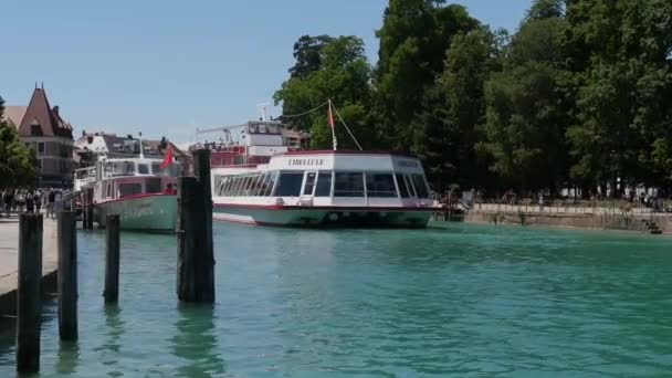 Annecy França Setembro 2018 Lago Annecy Com Navio Cruzeiro França — Vídeo de Stock