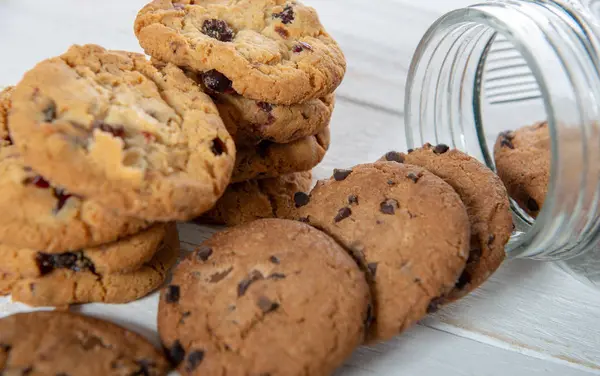 Biscoitos Mesa Madeira Branca — Fotografia de Stock