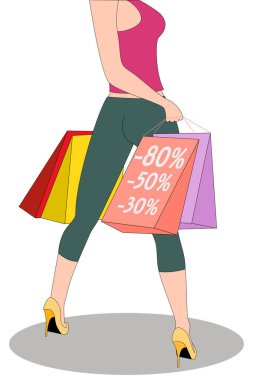 Alışveriş torbaları kadınla bacaklar