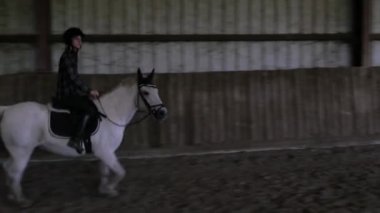 beyaz atı ile genç esmer binici