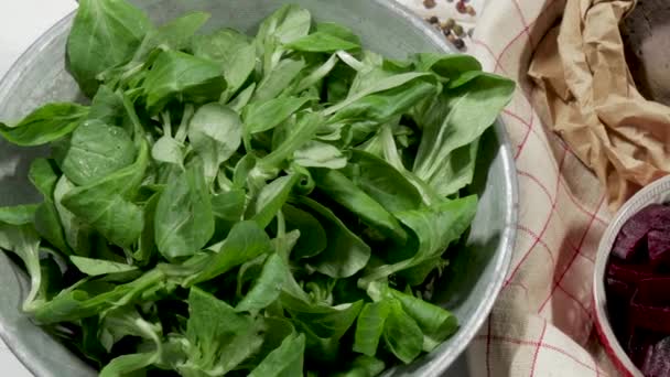 Raw Beetroots Green Salad — Stock Video