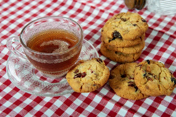 Uma Xícara Chá Com Cookies — Fotografia de Stock