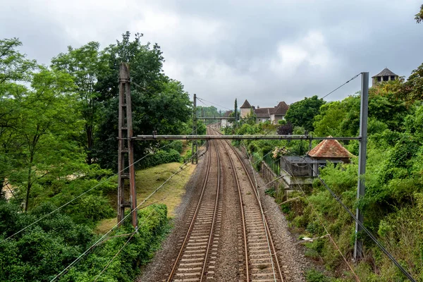 Fransa Daki Demiryolu Hattının Yakın Çekimi — Stok fotoğraf