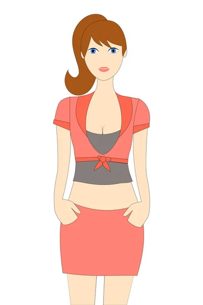 Pretty Young Girl Wearing Pink Clothes White Background — Stock Vector