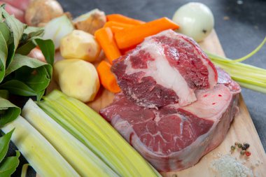 et ve sebze bir Fransız pot au feu hazırlanması için