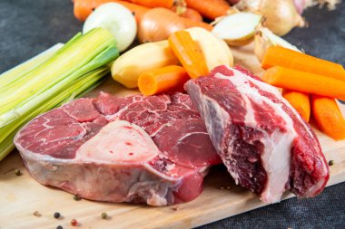 et ve sebze bir Fransız pot au feu hazırlanması için