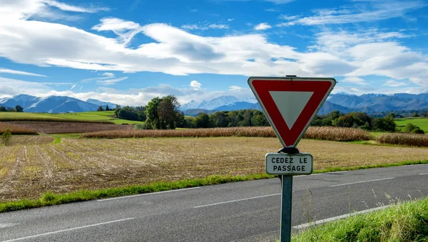 Dopravní Značka Francouzském Venkově — Stock fotografie