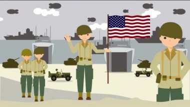 Amerikan askerleri Normandiya iniş kumsallarında Fransa