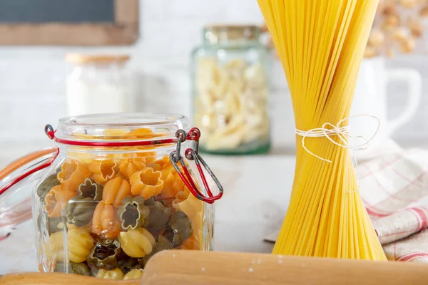 Different Italian Pasta Kitchen — Stock Photo, Image