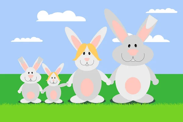 Une Carte Vœux Avec Lapin Pâques Famille Lapin Drôle Dans — Image vectorielle