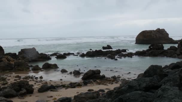 Вид Хвилі Океану Погану Погоду — стокове відео