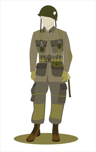 Десантник Другої Світової Війни Нормандії Day Білому Тлі — стоковий вектор