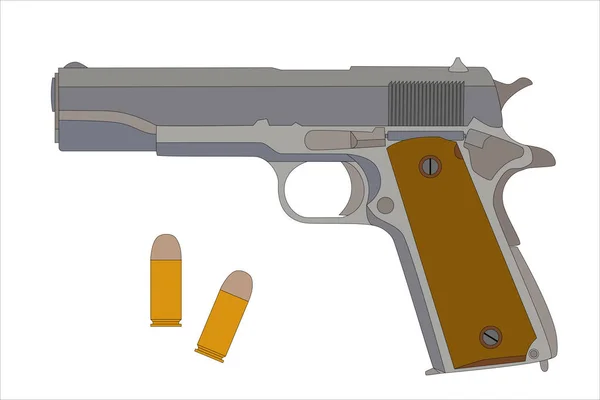 Una Pistola Del Ejército Estadounidense Colt 1911A1 Aislada Sobre Fondo — Vector de stock