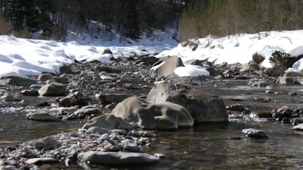 rivière dans les montagnes enneigées 