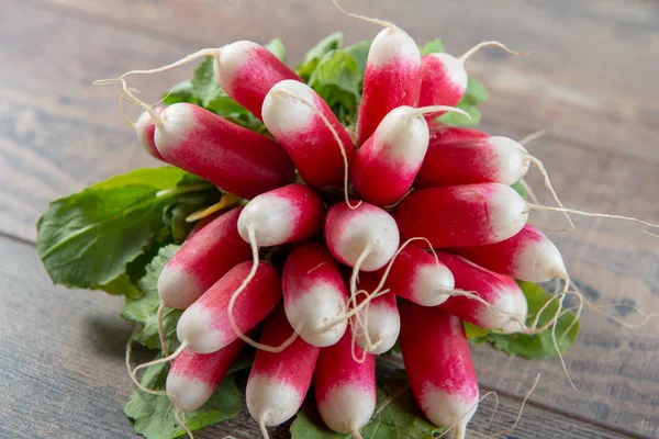 Delicious radishes oranic brunch on rustic table — Stock Photo, Image